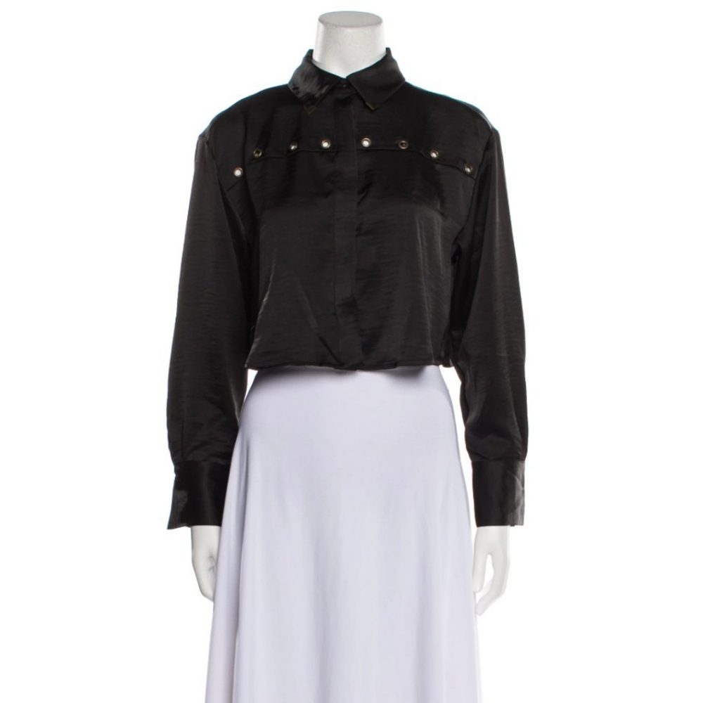 House of Harlow 1960 $325 Western Boho Grommet Crop Top Designer 70s Y2K Size M